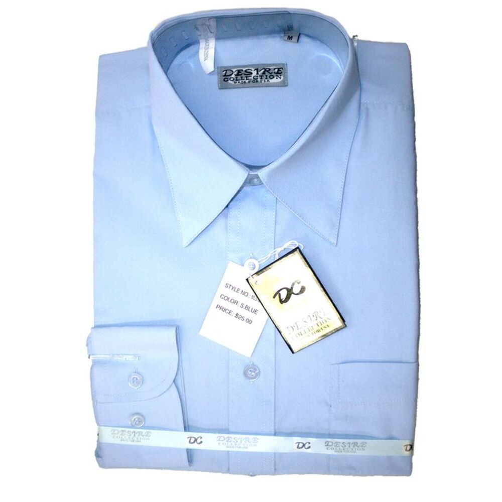 Desire Collection Men's Long Sleeve Classic Fit Pocket Dress Shirt S Blue